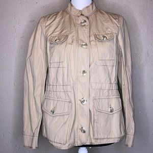 Anne Taylor LOFT Button Zip Up Cardigan Sweater Blazer Top Sz MP Cream